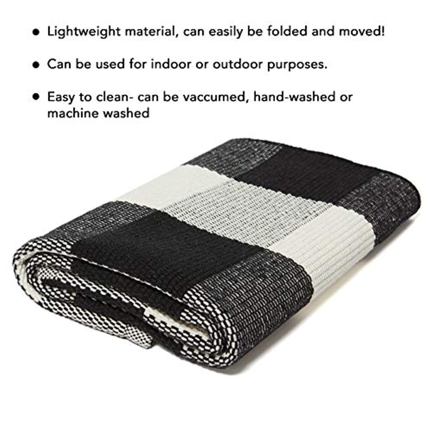 Buffalo Checkered Rug - Plaid Welcome Doormat - Outdoor/Indoor/Door/Floor/Kitchen/Rugs/Front Porch/Bathroom/Laundry Room/Bedroom - White/Black Outside Mat - House Flannel Doormats - 24inch x 36inch