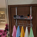 Lifewit Over The Door Hook Hanger Two Tiers 10 Hooks Mesh Basket Adjustable Storage Rack Coats Hats Robes to (White)