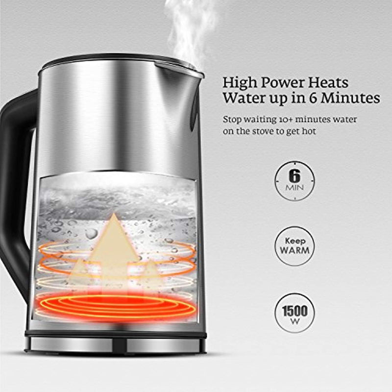 Aicok Electric Kettle Temperature Control, Double Wall Cool Touch Stainless Steel Water Kettle with LED Display from 90 ℉-212℉| BPA-Free | Strix Control | Keep Warm | Quick Boil | (1.5 L, 1500 W)