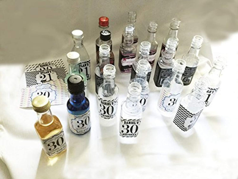 Mini SQUARE Plastic Alcohol 50ml Liquor Bottle Shots + Caps (12)