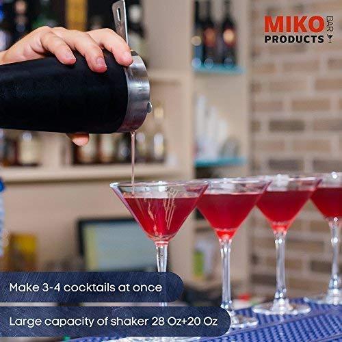 Miko Professional Bartender Kit - Cocktail Shaker Bar Set - Includes Bar Tools & Bartender Accessories: Boston Cocktail Shaker, Muddler, Strainer, Jigger, Bar Spoon, Corkscrew (Regular-Used)