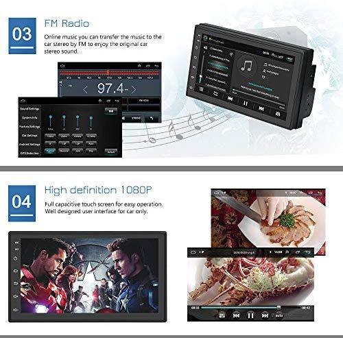 Podofo Double Din Car Radio GPS Navigation Android Car Stereo 7 Inch HD Touch Screen Car MP5 Player Dual USB AUX in Support Bluetooth WiFi GPS FM Radio Android/iOS Mirror Link with Rear Camera