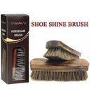 TAKAVU 6.7" Horsehair Shoe Shine Brush - 100% Soft Genuine Horse Hair Bristles - Unique Concave Design Wood Handle - Comfortable Grip, Anti Slip - for Boots, Shoes & Other Leather Care (