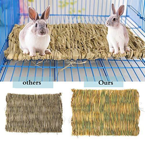 THINKPRICE Natural Straw Grass Mat Woven Bed Mat for Small Animal Bunny Bedding Nest Chew Toy Bed Play Toy for Guinea Pig Parrot Rabbit Bunny Hamster Rat Ferret Chinchillas Fancy Gerbil