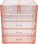 Sorbus Cosmetics Makeup and Jewelry Big Pink Storage Case Display- 4 Large and 2 Small Drawers Space- Saving, Stylish Acrylic Bathroom Case