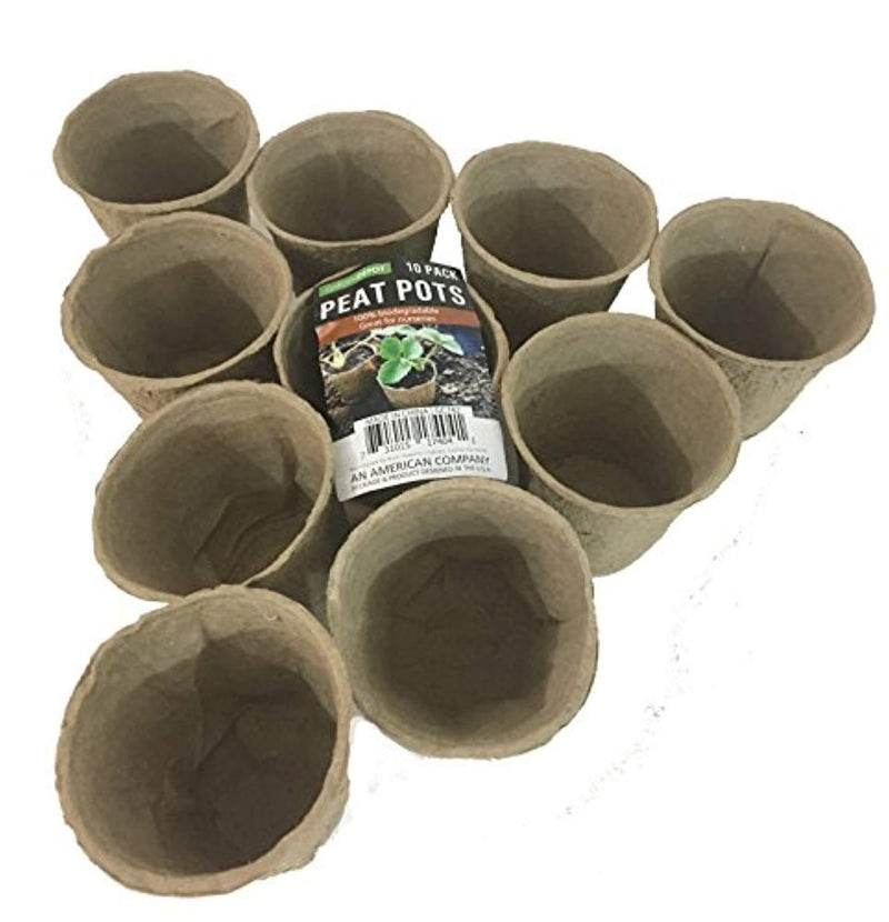 Peat Pots - Set 10 Pcs - Eco Friendly Biodegradable - Deep Round Peat Pots - Lightweight and Practical - Effortless Maintenance for Seeding and Planting