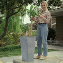 La Jolíe Muse Tall Planters 26 Inch, Flower Pot Pack 2, Patio Deck Indoor Outdoor Garden Tree Planters, Black