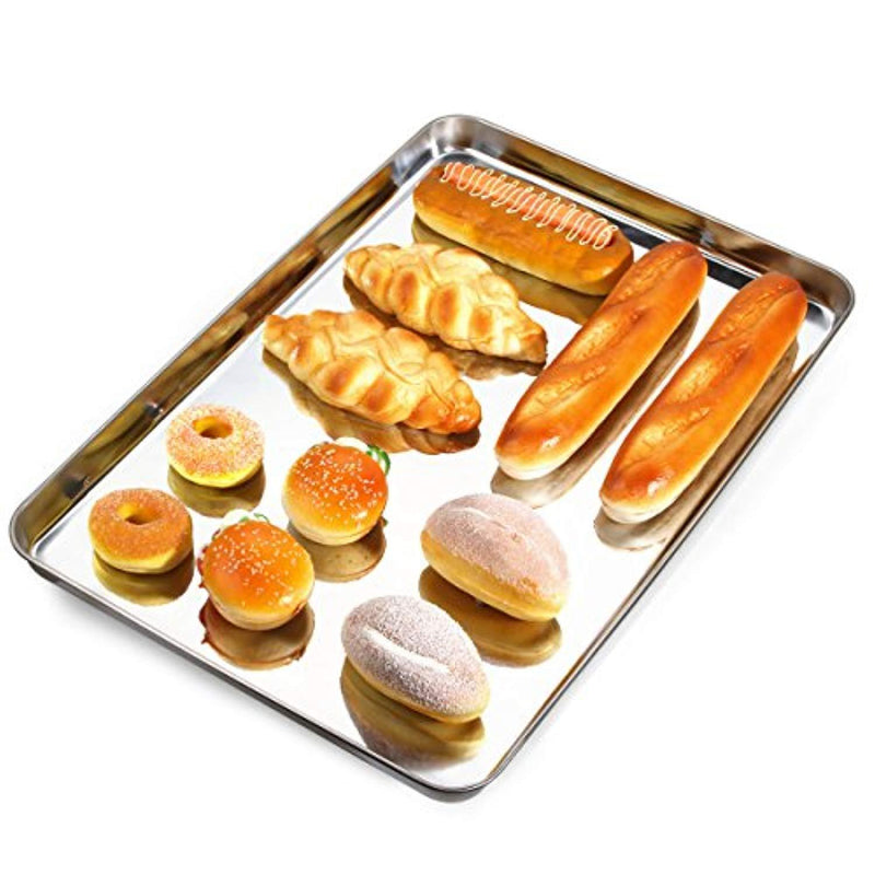 Large Baking Sheets, HKJ Chef Baking Pans & Stainless Steel Cookie Sheets & Toaster Oven Tray Pans, Rectangle Size 24L x 16W x 1H inch & Non Toxic & Healthy,Superior Mirror & Easy Clean (24inch)