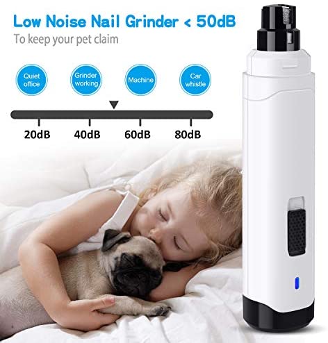 Casfuy Dog Nail Grinder Upgraded - Professional 2-Speed Electric Rechargeable Pet Nail Trimmer Painless Paws Grooming & Smoothing for Small Medium Large Dogs & Cats
