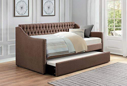 Homelegance Tulney Fabric Upholstered Daybed with Trundle, Twin, Gray