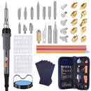 43PCS Wood Burning Kit, Woodburning Tool with Soldering Iron, Wood Burning/Soldering/Carving/Embossing Tips, Stand, Pencil, Carbon Transfer Paper, Stencil, Carrying Case