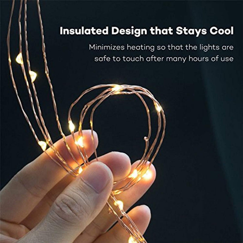 DreambuilderToy UL Certified Indoor Outdoor Waterproof Dimmable Festival Christmas Hoilday Copper String LED Lights 66ft 200 LEDs with Remote Control (Warm White)