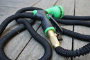 Yetolan 50ft Expandable Hose - NEW Heavy Duty Expandable Garden Hose - Triple Latex Core, 3/4 Brass Connectors, Extra Strength Fabric, Expanding Garden Hose with 9 Function Spray Nozzle - 1 Year Warranty