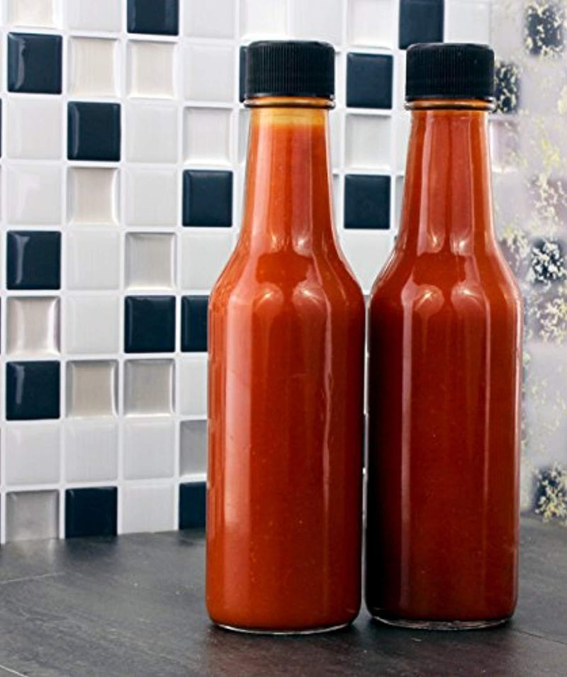 5oz Empty Hot Sauce Woozy Bottles (12 Complete Bottles) Complete Set of Dasher Bottles with Shrink Sleeve, Bottle, Cap, Dripper Insert (12 Pack)