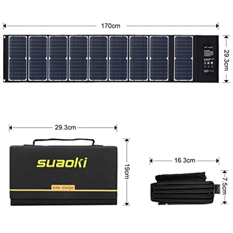SUAOKI Solar Charger 60W Portable Solar Panel Foldable High Efficiency 5V USB 18V DC Dual Output Charger for Laptop Tablet GPS iPhone iPad Camera Other 5-18V Device