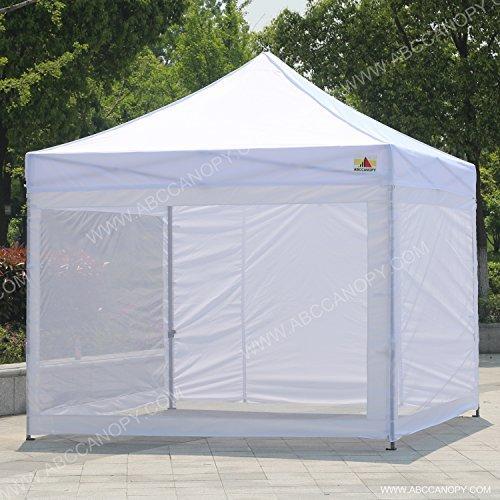 ABCCANOPY 10x10 Pop-up Canopy Tent Commercial Tents with White Mesh Walls Camping Screen & Mesh House Bonus Rolly Carry Bag and 4X Weight Bag (1 White)