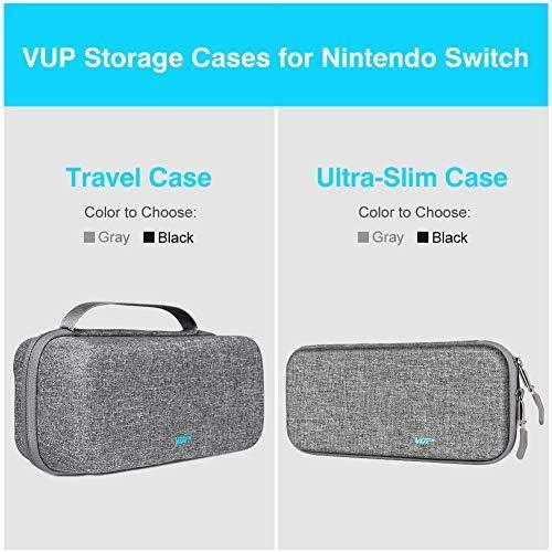 Nintendo Switch Case, VUP Switch Hard Cover Protective Travel Storage Shell for Nintendo Switch Console & Accessories with 18 Game Cartridges and Handle (Gray)