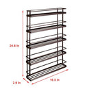 5 Tier Wall Mount Spice Rack Organizer,Pantry Cabinet Door Spice Shelf Storage