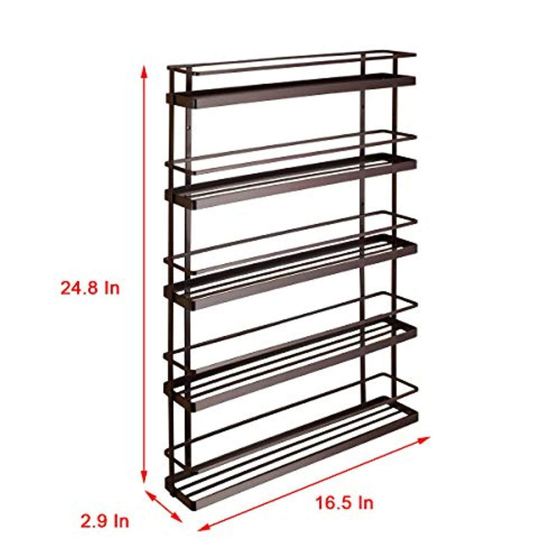 5 Tier Wall Mount Spice Rack Organizer,Pantry Cabinet Door Spice Shelf Storage