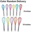 TEEVEA  8 and 10 Inch Silicone Whisk, 2-Pack Balloon Egg Dough Whisk Set Solid Color (Random Color Sent)