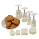 HIRALIY Mid-Autumn Festival Hand-Pressure Moon Cake Mould With 12 Pcs Mode Pattern For 4 Sets