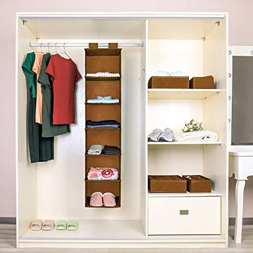 Magicfly Hanging Closet Organizer, 6-Shelf Hanging Clothes Storage Box Collapsible Accessory Shelves Eco- Friendly Closet Cubby, Sweater & Handbag Organizer, Easy Mount, Black