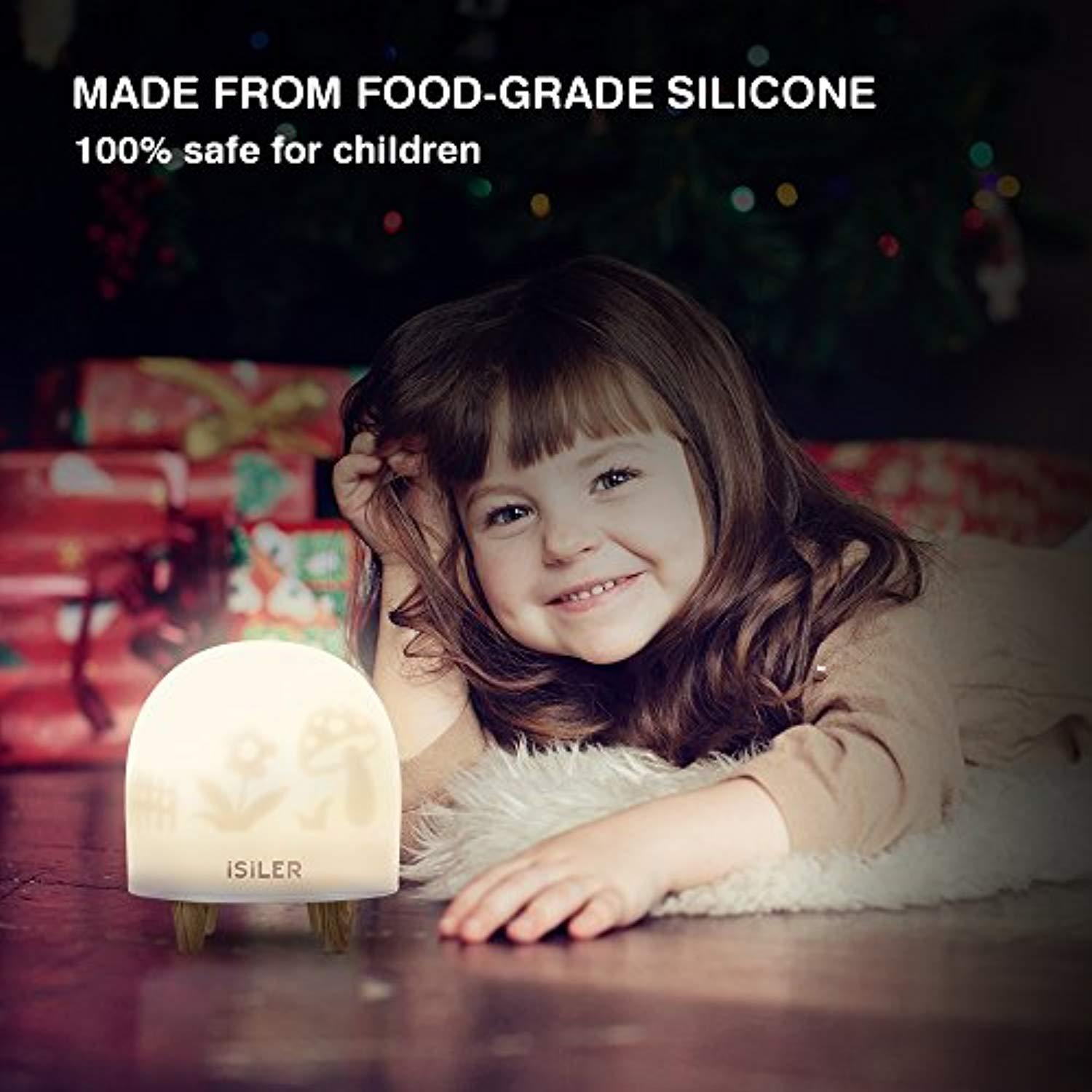 LED Night Light for Kids, iSiLER Portable Silicone Cute Nursery Night Lamp, Romantic Dim Mood Lamp, Touch Control Bedside Lamp, Baby Night light BPA-Free, 48 Hours Runtime
