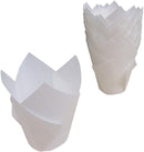 Premium Disposables 200 White Tulip Style Baking Cups Cupcake Liners Wrappers, Oven Safe Parchment Baking Liners. Large Size 2 3/4-4 Inches.