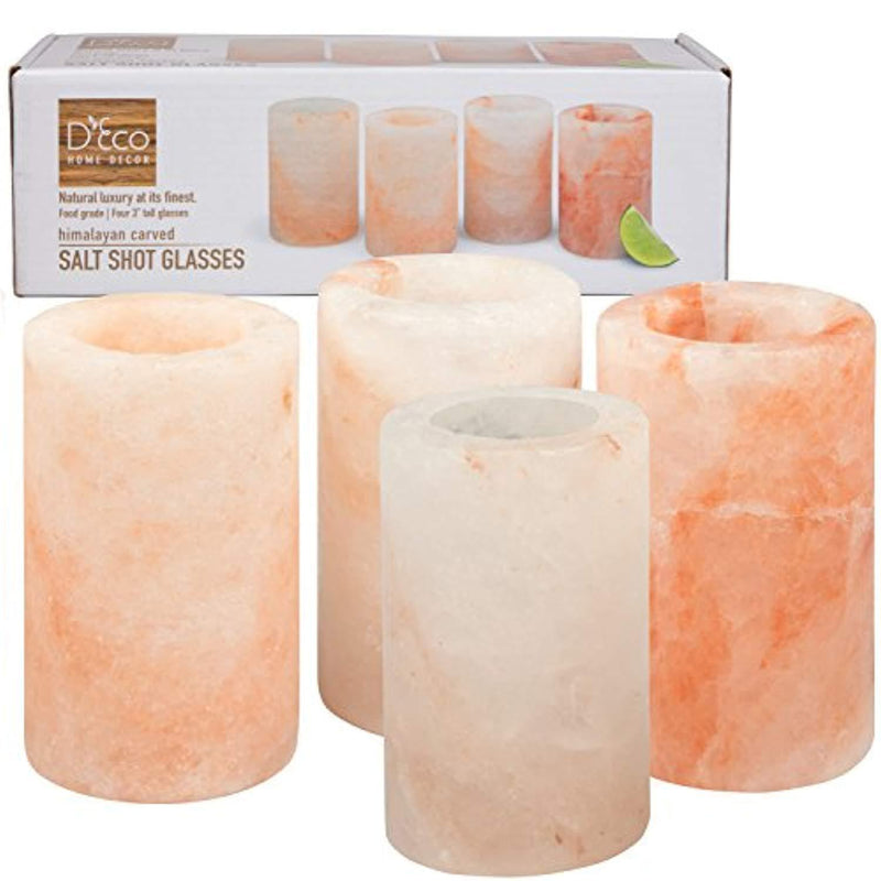 Himalayan Salt Shot Glasses, Set of 4 All-Natural FDA Approved 3" Pink Salt Glasses -Tequila Shot Glasses