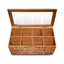 Simply Renewed Tea Box Organizer Chest Decorative Tea Bag Storage Container Bamboo 8 Compartment Box with Magnetic Closure and Ergonomic Front Handle Perfect for Organizing Your Tea Bags