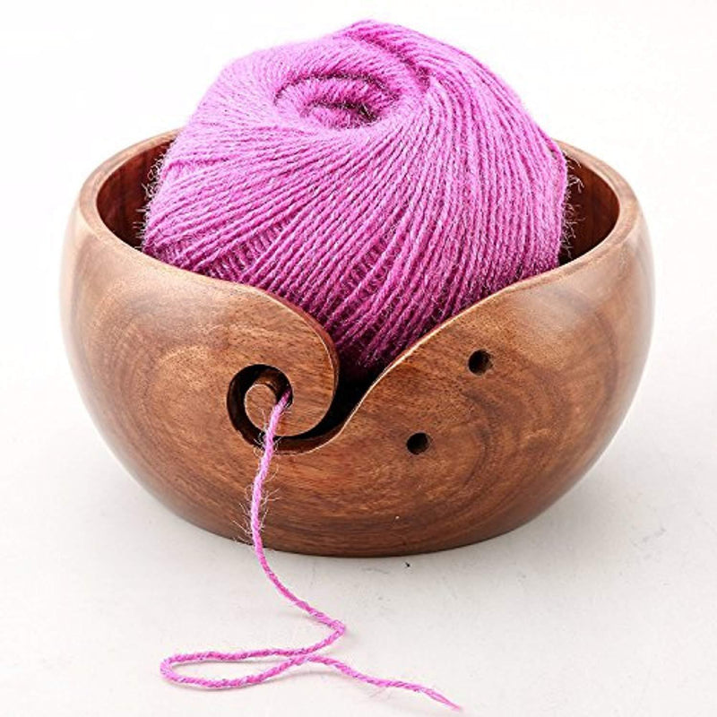 Wooden Yarn Bowl Holder Set for Knitting and Crochet - Best Gift for Women