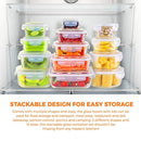 Glass Food Storage Containers [13-piece set] - Meal Prep Leakproof Container With Airtight Snap On Lids - Microwave, Oven, Freezer, Dishwasher Safe. Best For Kitchen, Lunch & Pantry - BPA Free