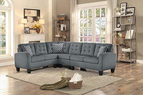 Homelegance Sinclair 84" x 107" Fabric Sectional Sofa, Gray