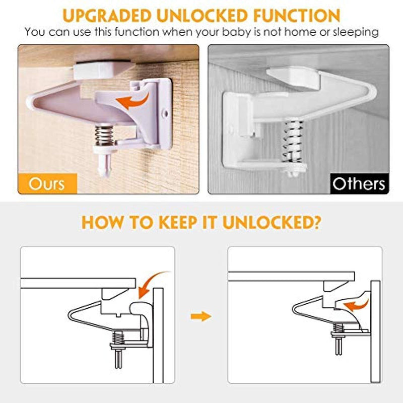 Cabinet Locks Child Safety Latches - 12 Pack Baby Proofing Cabinets Lock and Drawers Latch Invisible Design,Easy Adhesive,No Tools or Drilling Needed for Drawers,Cabinets,Closets by Panpany