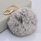 Miraclekoo Rabbit Fur Ball Pom Pom KeyChain Gold Plated Keychain with Plush for Car Key Ring or Handbag Bag Decoration (Orange Pink)