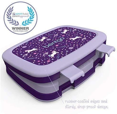 Bentgo Kids Prints (Unicorn) - Leak-Proof, 5-Compartment Bento-Style Kids Lunch Box - Ideal Portion Sizes for Ages 3 to 7 - BPA-Free and Food-Safe Materials