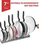 Totally Kitchen 7+ Pans - BetterThingsHome Expandable Pan Organizer Rack: Can Be Extended to 22.25", Total 7 Adjustable Compartments, Pantry Cupboard Bakeware Lid Plate Holder