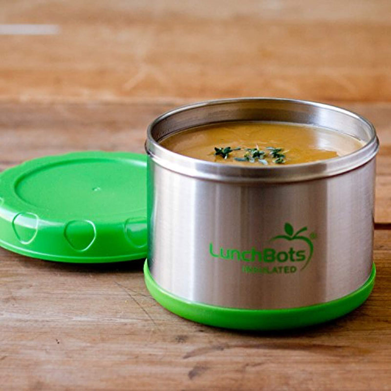 LunchBots Thermal 16 oz. All Stainless Steel Interior - Insulated Food Container Stays Warm for up to 5 Hours or Cold for 10 Hours - Leak Proof Soup Jar for Portable Convenience - Lime Green