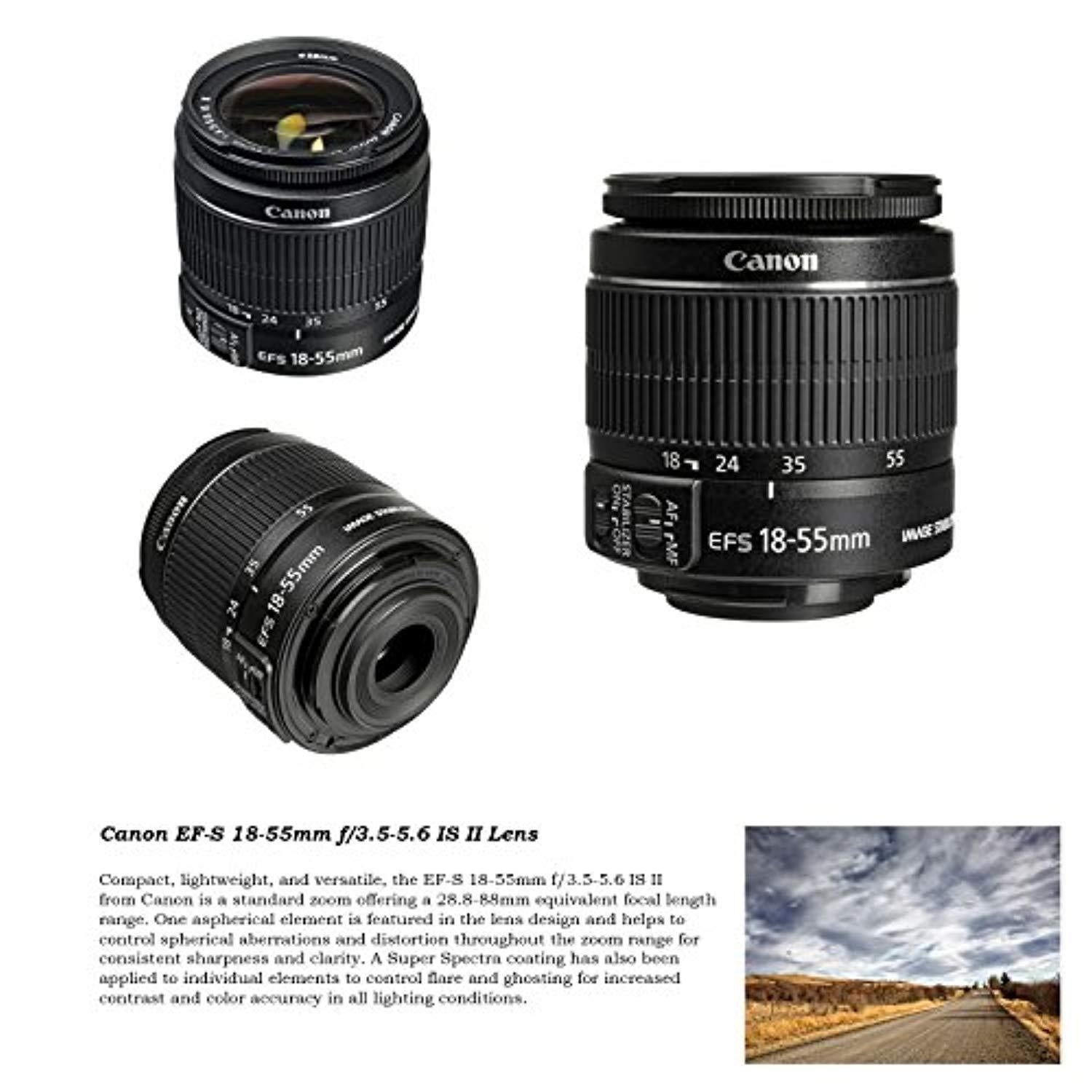 Canon EOS Rebel T6 DSLR Camera with 18-55mm IS II Lens Bundle + Canon EF 75-300mm f/4-5.6 III Lens and 500mm Preset Lens + 32GB Memory + Filters + Monopod + Spider Tripod + Professional Bundle