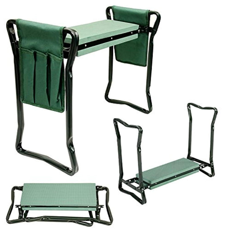 U.S. Garden Supply Foldable Garden Kneeler and Seat with 2 Tool Pouches - Soft EVA Foam Knee Pad Cushion - Portable Folding Stool Bench Chair