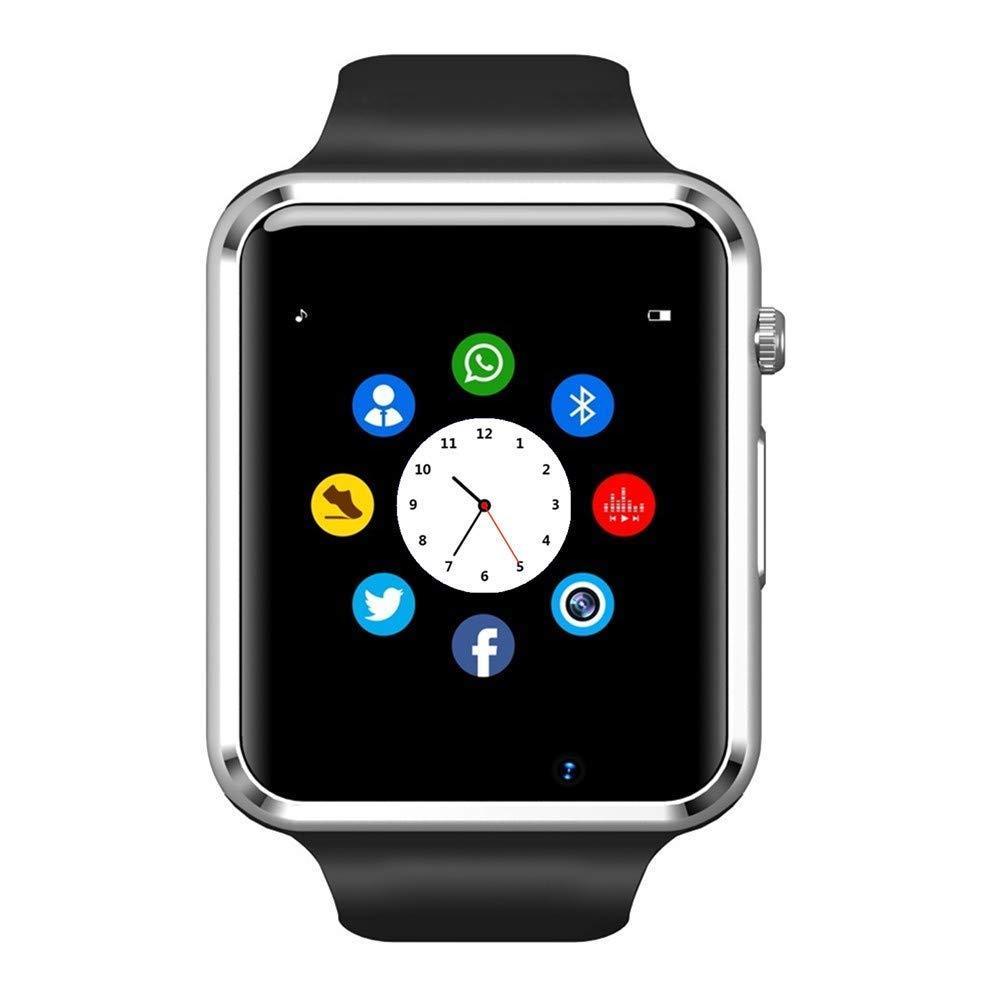 Bluetooth Smart Watch - Wzpiss Smartwatch Touch Screen Wrist Watch with Camera/HCM Card Slot Compatible with iOS iPhones Android Samsung for Kids Women and Men (Black)