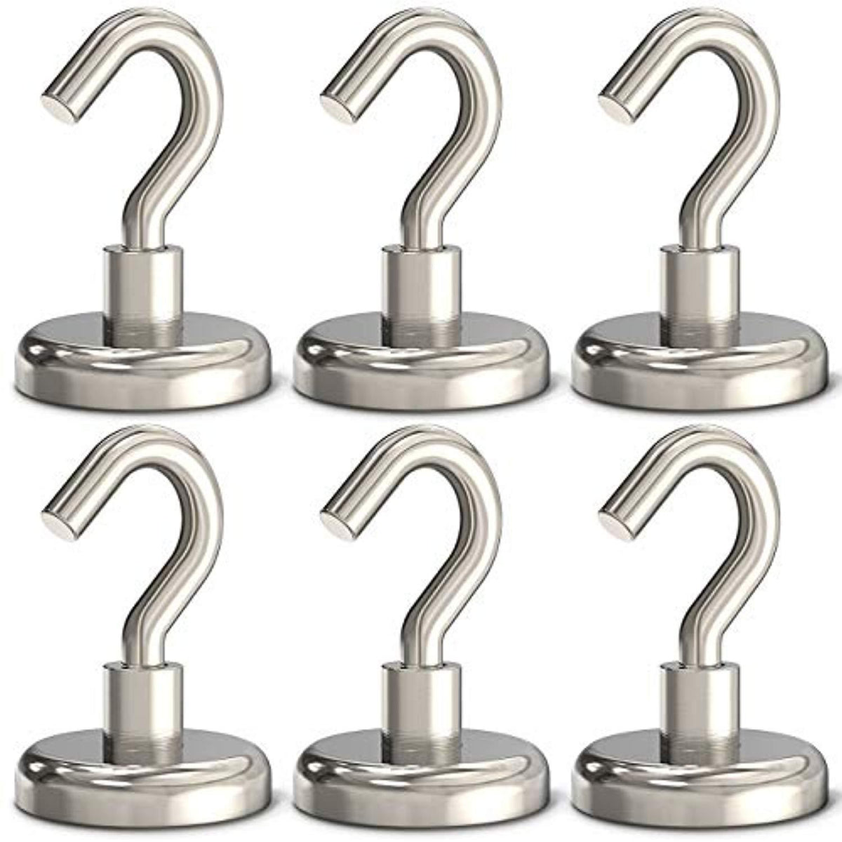 GREATMAG Magnetic Hooks, 80 lbs Heavy Duty Magnet Hooks, Super Powerful Neodymium Magnets for Hanging, 1.26" Diameter, Pack of 6