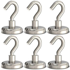 GREATMAG Magnetic Hooks, 80 lbs Heavy Duty Magnet Hooks, Super Powerful Neodymium Magnets for Hanging, 1.26" Diameter, Pack of 6