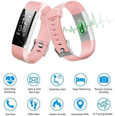 LETSCOM Fitness Tracker HR, Activity Tracker Watch with Heart Rate Monitor, Waterproof Smart Fitness Band with Step Counter, Calorie Counter, Pedometer Watch for Kids Women and Men