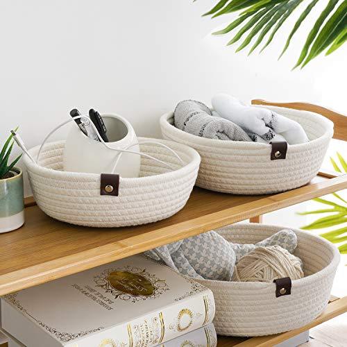 Goodpick 3pack Small Basket - Woven Jute Storage Basket for Kitchen Corner Basket for Snack Storage Cute Basket for CosmetiHome Storage Baskets for Shelves Gift Baskets, Hemp