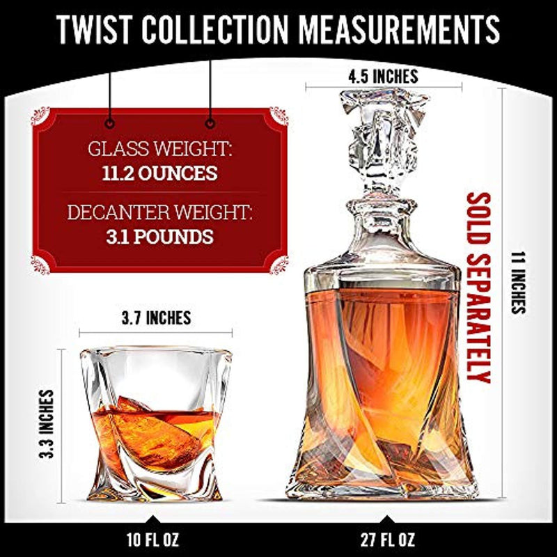 Twist Whiskey Glasses, Scotch Glasses By Ashcroft - Set Of 2. Unique, Elegant, Dishwasher Safe, Glass Liquor or Bourbon Tumblers. Ultra-Clarity Glassware.