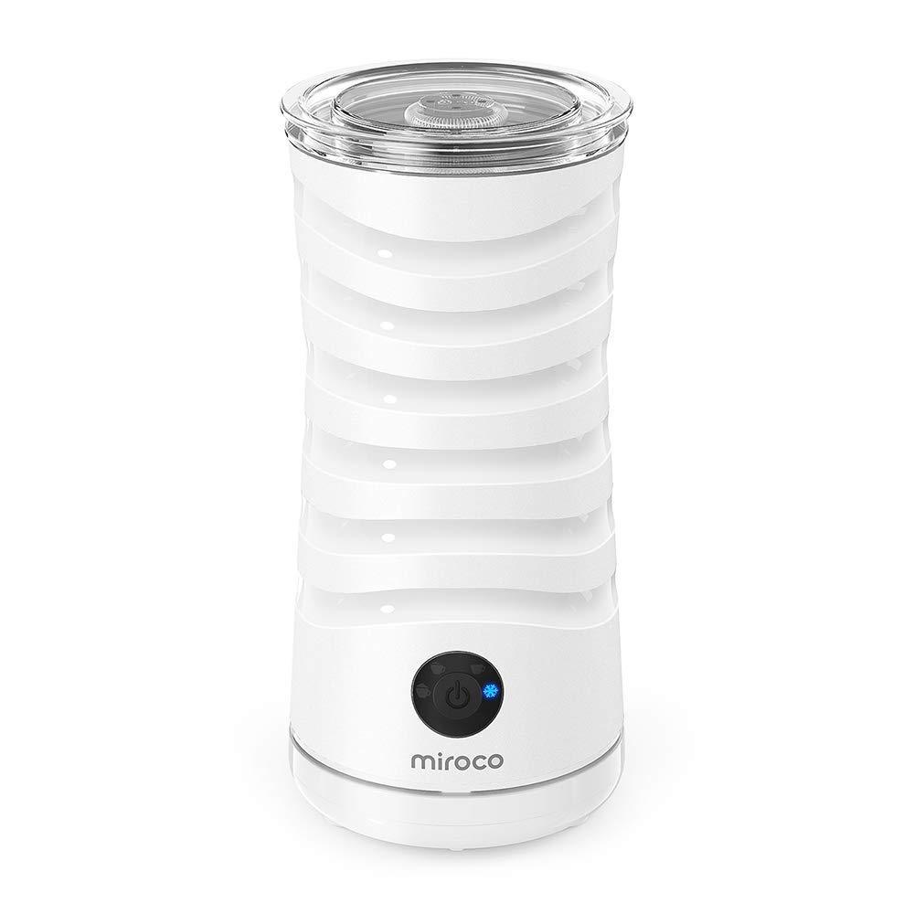 Milk Frother Miroco Electric Milk Steamer Automatic Soft Foam Maker Cold Hot Milk Warmer Silent Operation for Cappuccino, Latte, Coffee White