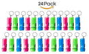 Mini Flashlight Keychain - 24 Pack Assorted Colors, Green, Light Blue and Pink, Batteries Included - for Kids, Party Favor, Goody Bag Filler, Gift, Prize, Pocket Size, Chain for Key.
