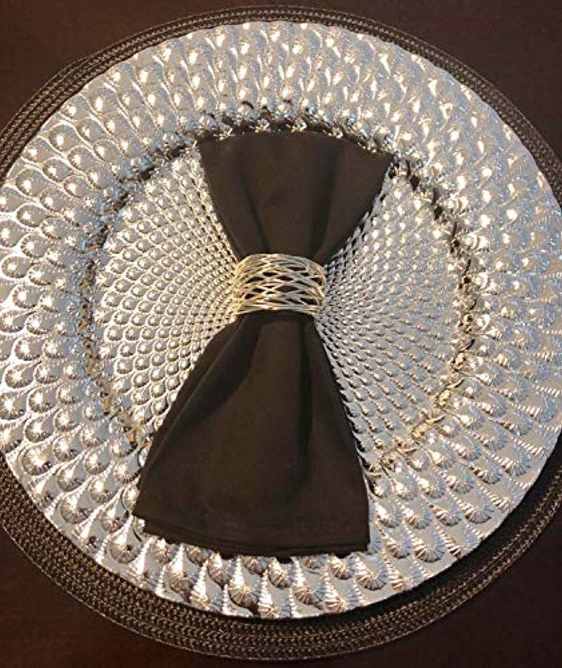 SKAVIJ Round Mesh Napkin Rings Set of 12 Silver for Wedding Banquet Dinner Decor Favor