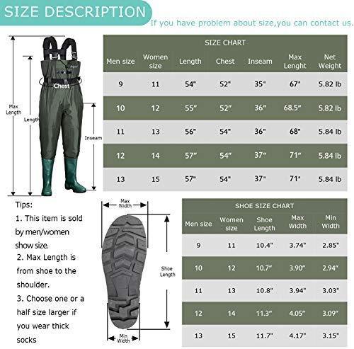 FISHINGSIR Fishing Waders for Men with Boots Womens Chest Waders Waterproof  for Hunting with Wading Belt Camo M10/W12